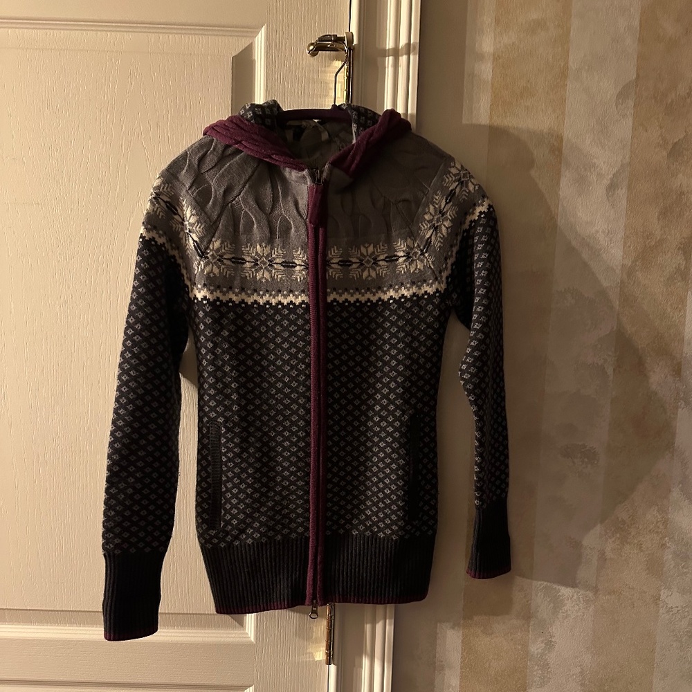 Athleta wool zip hooded sweater size S